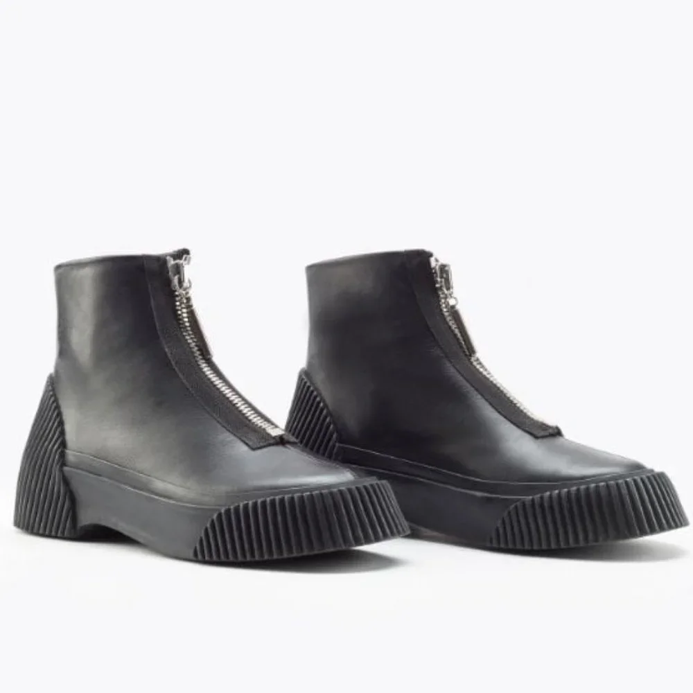 3.1 Phillip Lim black zip up Lela combat lugged platform ankle boots - Picture 10 of 14